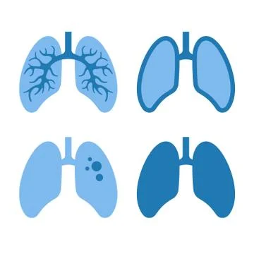 Human Lung Icons Set 库存插图