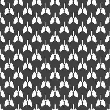 Human lung web icon. flat design. Seamless gray pattern. Stock Illustration