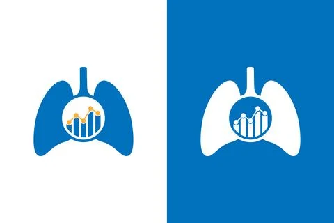 Human lungs and graph logo combination. Unique internal organ logotype design Stock Illustration