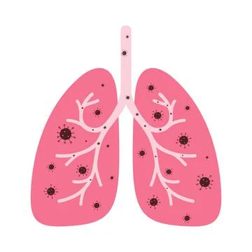 Human lungs with corona virus Stock Illustration