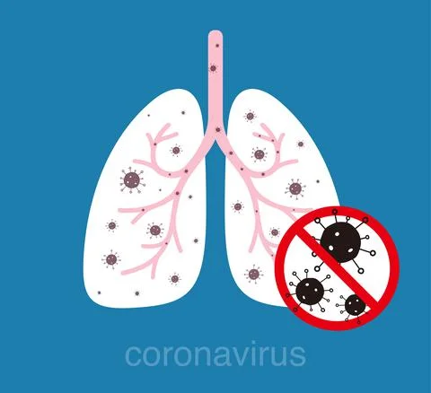 Human lungs with corona virus Stock Illustration