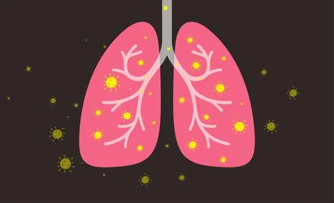 Human lungs with corona virus Stock Illustration