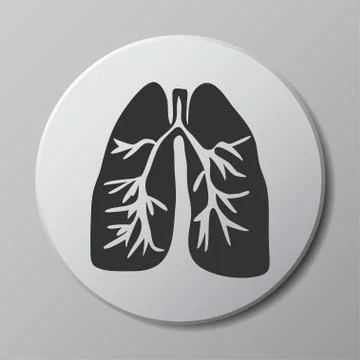 Human lungs grey vector icon Stock Illustration