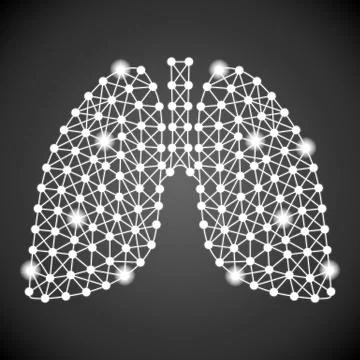 Human Lungs Isolated On A Black Background. Vector Illustration. Stock Illustration