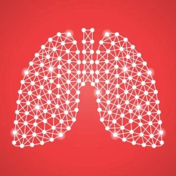 Human Lungs Isolated On A Red Background. Vector Illustration. Stock Illustration