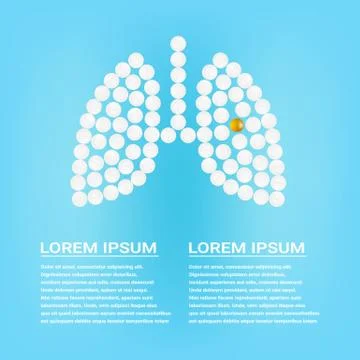 Human Lungs With Pills Isolated On A Background Realistic Vector Illustration Stock Illustration