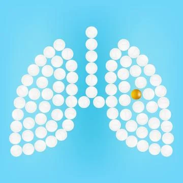 Human Lungs With Pills Isolated On A Background Realistic Vector Illustration. Stock Illustration