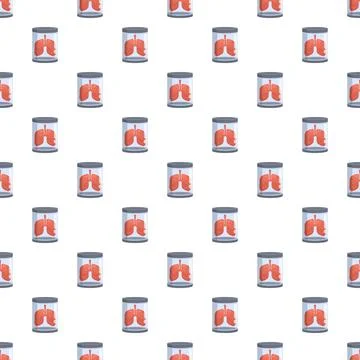Human lungs preserved in jars seamless pattern Stock Illustration