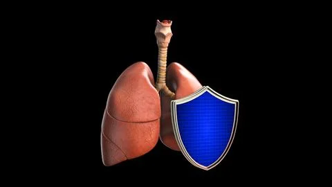 Human Lungs Protected by Shield for Immunity and Health Protection Concept Stock Illustration