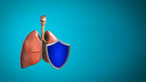 Human Lungs Protected by Shield for Immunity and Health Protection Concept Stock Illustration
