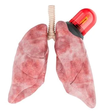 Human lungs with red emergency beacon, concept of respiratory emergency, lu.. 스톡 일러스트