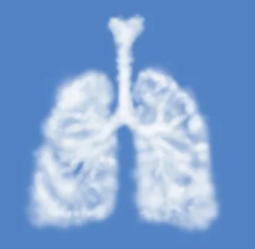 Human lungs shaped as cloud isolated on blue Stock Illustration