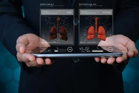 Human lungs on tablet computer Stock Illustration