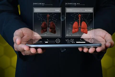 Human lungs on tablet computer Stock Illustration