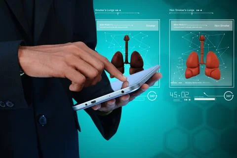Human lungs on tablet computer Stock Illustration