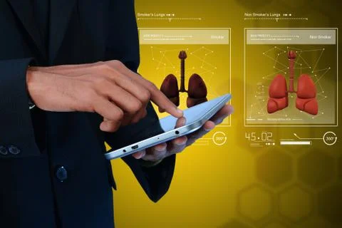 Human lungs on tablet computer Stock Illustration