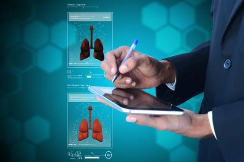Human lungs on tablet computer Stock Illustration