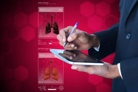 Human lungs on tablet computer Stock Illustration