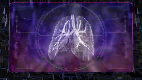 Human Lungs X-Ray HUD UI Projection Stock Footage 262870828