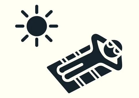 Human lying down sunbathing on the beach Stock Illustration