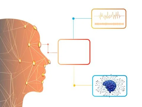 Human Machine Collaboration In Face Identification concept, human face made.. Stock Illustration