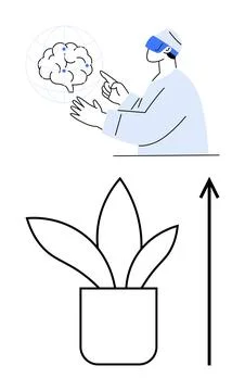 Human-Machine Interaction and Growth Merging Technology with Natural Develo.. Illustrazione stock