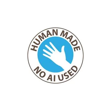 Human made content, created by human stamp, label with distress or grunge effect Stock Illustration
