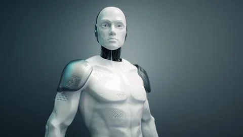 Human male robot. Artificial intelligence and innovation concept. Stock Illustration