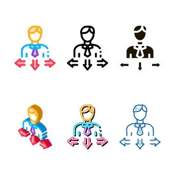 Human man arrows icon clean vector outline Stock Illustration