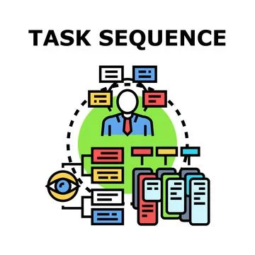 Human managing workflow and task sequence process Stock Illustration