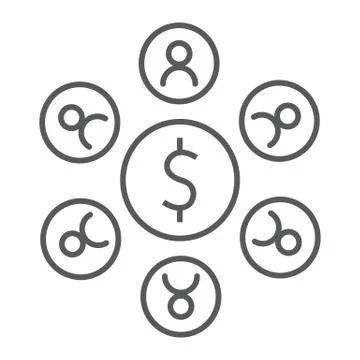 Human managment thin line icon, business and team, teamwork sign, vector Stock Illustration