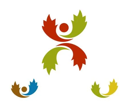 Human maple leaf logo icon template Stock Illustration
