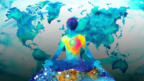 Human meditation chakra mind mental spiritual yoga meditate universe world Stock Footage 161641735