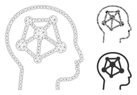 Human Memory Links Vector Mesh Wire Frame Model and Triangle Mosaic Icon Illustrazione stock