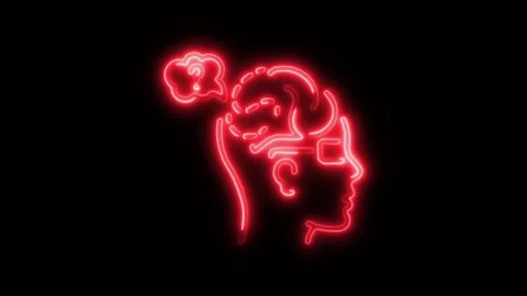 Human Memory Loss Outline Icon in HD Video Neon Animation Stock Footage 304507471