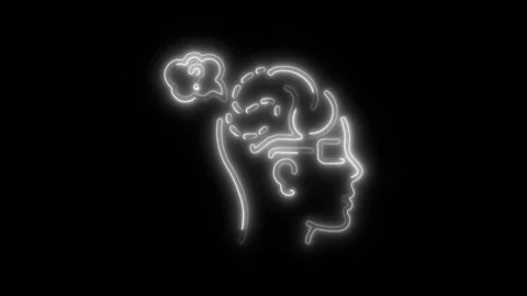 Human Memory Loss Outline Icon in HD Video Neon Animation 库存影片 304507483