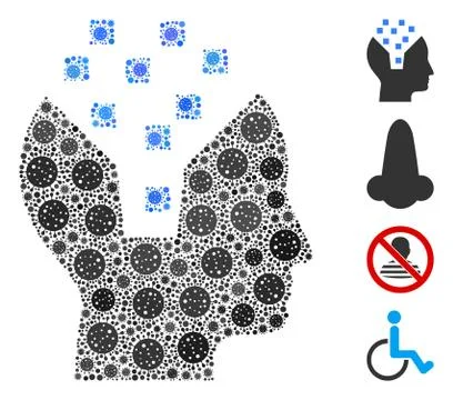 Human Memory Mosaic of Covid Virus Elements Illustrazione stock
