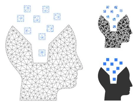 Human Memory Vector Mesh Carcass Model and Triangle Mosaic Icon Stock Illustration