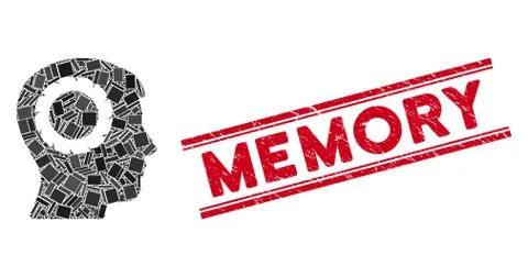 Human Memory Wheel Mosaic and Distress Memory Watermark with Lines Stock Illustration