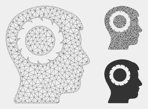 Human Memory Wheel Vector Mesh 2D Model and Triangle Mosaic Icon Stock Illustration