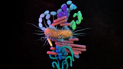 The human Microbiome, genetic material of all the microbes that live on Stock Illustration