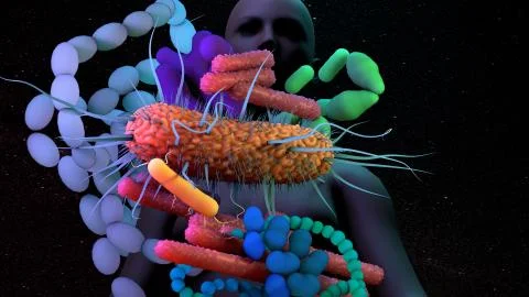 The human Microbiome, genetic material of all the microbes that live on Stock Illustration