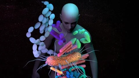 The human Microbiome, genetic material of all the microbes that live on Stock Illustration