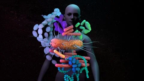 The human Microbiome, genetic material of all the microbes that live on Иллюстрация