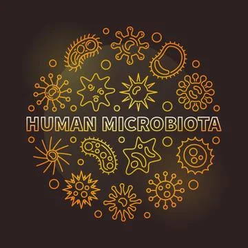 Human microbiota round vector golden outline illustration Stock Illustration