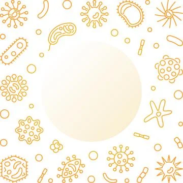 Human microbiota square golden frame. Vector line illustration Stock Illustration