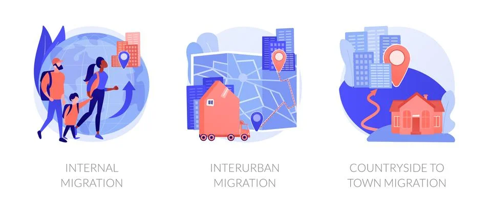 Human migration abstract concept vector illustrations. Stock Illustration