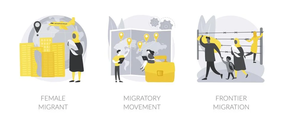 Human migration abstract concept vector illustrations. Stock Illustration