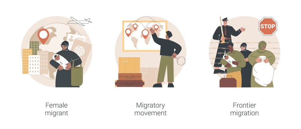Human migration abstract concept vector illustrations. Stock Illustration