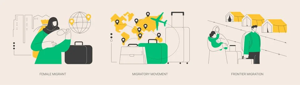 Human migration abstract concept vector illustrations. Stock Illustration